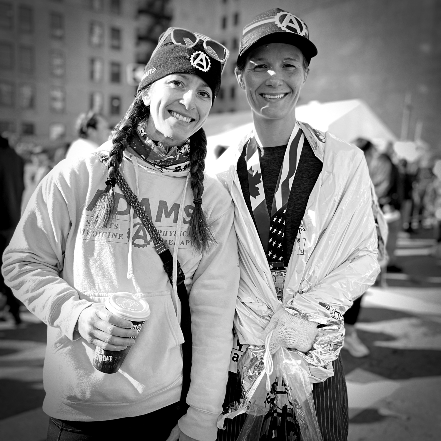 Madeline and Hannah at the Detroit Marathon